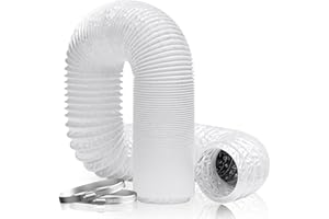 Hon&Guan ø100mm, 5m Tubo Flessibile per Aria in PVC, Tubo in Alluminio per Asciugatrice, Cappe Aspiranti, Sistema di Ventilazione, Bianco