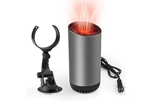PINNKL Portable Car Heater 12V, Car Heaters for Winter with Suction Seat, Plug in Car Heater for Fast Defrosting and Defogging of Car Windscreens