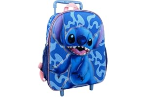 mybagstory - Trolley - Stitch - Niebieski - Dziecko - Szkoła - Przedszkole - Przedszkole - Podstawowa - Tornister dziewczęcy - Rozmiar 30,5 cm - Regulowane paski - kółka - Pomysł na prezent - 100 lat Disneya, Niebieski, 30,5 cm, Klasyczny
