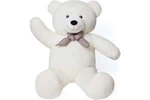 YunNasi Ours en Peluche Geante 120cm XXL Nounours Peluche Géant pour Enfant Cadeau,Blanc