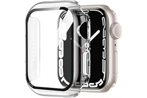 HANKN 2 Pièces Coque Dur pour Apple Watch Series 6 5 4 SE 44mm Protecteur D'écran Verre Trempé Antichoc iWatch Boîtier - 44 mm Transparent
