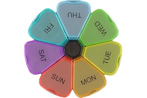 Ziyonix Organizzatore di Portapillole Rotondo Scomparti Grandi e Facili, Design Unico con Apertura a Molla per Compresse, Vitamine, Farmaci e Olio di Fegato di Merluzzo Senza BPA