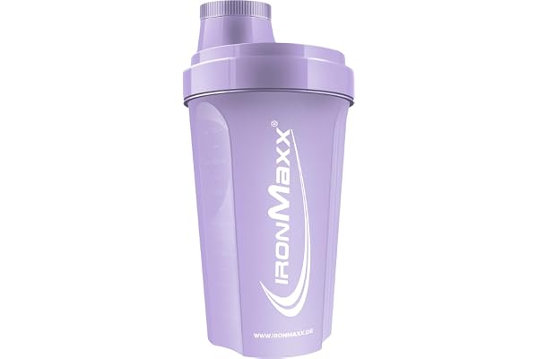 IronMaxx Shaker Protéine Lavande 700 ml – Anti-fuite avec passoire et graduation précise sans BPA accessoire pratique pour la préparation de shakes whey protein isolate et bulk au quotidien