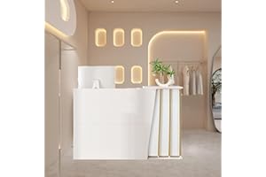 HGTRH Reception Estetica Curva, Scrivania con Cassetti per Negozio, Banco Vendita per Negozio con Il Computer Del Governo Di Stoccaggio E Del Cassetto per Cassa e Vendita Al Dettaglio White 120cm