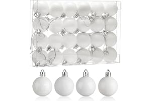 Aitsite 24 bombki choinkowe 4 cm, białe, z tworzywa sztucznego, nietłukące się bombki choinkowe, bombki choinkowe na festiwal