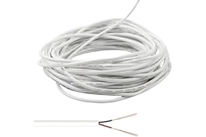 OMIGA Cavo Piatto PVC Flessibile 10 Metri 24 AWG 2 Conduttori Bianco per L'Installazione di Elettrodomestici a Basso Consumo