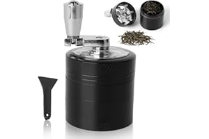BINDOKUN Grinder Set Macina Erbe a manovella in acciaio inox con cassetto, macina spezie in lega di zinco per polline, spezie, spezie, erbe 5 pezzi con raschietto per polline e coperchio magnetico