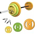 HOMCOM 20kg Barbell Weights Set, Adjustable Weights with Non-slip Handle, for Women and Men Home Gym Exercise Weight Strength Training