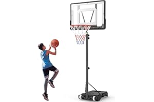 VCLOO Basketball Hoop and Stand Adjustable: 5ft-7ft Indoor Outdoor Basketball Hoop System with 33" Shatterproof Backboard and Stand Wheels for Kids Teenagers Youth Junior