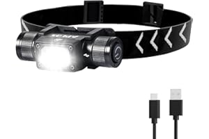 APLOS H340 Latarka czołowa z możliwością ładowania - Ligera 1500 lumenów 180° podstawa giratoria, ultra mocna lampa czołowa LED z trybem czerwonego światła sportowa czołówka do biegania, velo