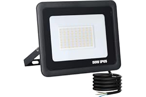 Mille Lucciole Faretto LED da Esterno 50W,Potenti Faro LED Esterni 5000LM,72 leds 3000K Bianco Caldo IP65 Impermeabile Faretti Esterni,Faretto da esterno Giardino Terrazza Garage【Guscio Nero】