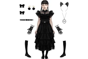 Eadaion Mädchen schwarz Halloween kostüm kinder Up lange Kostüm Kleid für Kinder Familie Fancy Cosplay Halloween Party Outfit 4-14 Jahre