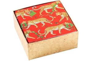 Caspari Servilletas navideñas de papel en caja de leopardo, 40 unidades por caja
