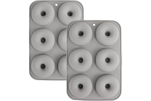YXHZVON 2 Pezzi Stampo per Ciambelle, Stampi in Silicone Antiaderenti, Stampo per Donuts a 6 Cavità, Stampi Donuts Grandi, Adatto Per Torte, Muffin, Biscotti, Bagel (Grigio)