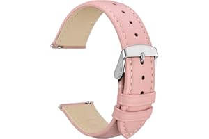 WOCCI Leather Watch Strap with Flower Print, Genuine Leather Replacement Bands, Quick Release Straps, Stainless Steel Clasp, 18mm 20mm 22mm