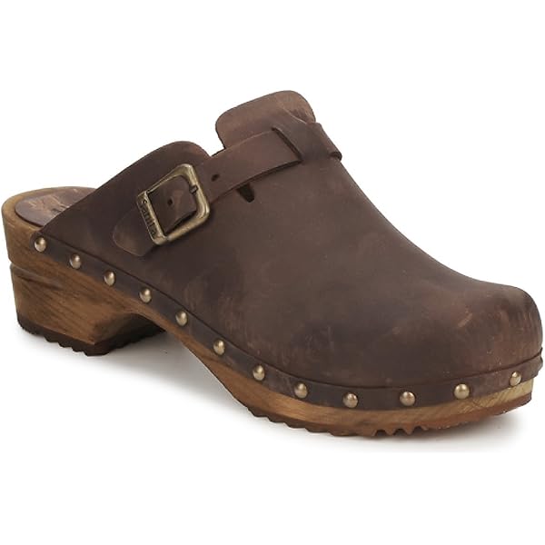 Zoccoli Unisex Sanita Julie | In Pelle, Con Suola In Legno Naturale, Comodi E Versatili