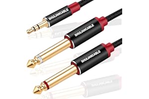 SHULIANCABLE Cavo Audio Jack 3,5mm a Doppio 6,35mm, Mono, Stereo Aux in per Collegare Smartphone, Tablet, Amplificatore etc. (1M)