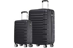 TRVLMORE Koffer & Trolleys - Koffer Set, Kofferset 2 Teilig, Handgepäck Koffer, Hartschalenkoffer Groß, Reisekoffer mit Rollen Groß - Trolley Handgepäck - Handgepäck Trolley 55x40x20 - Schwarz