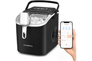 CROWNFUL Smart Countertop Ice Maker with WiFi & App Control, Schedule Fresh Bullet Ice Ready in 6 Minutes, 12 kg/24H Portable Ice Machine with Self-Cleaning, Ice Scoop and Basket for Home, Office