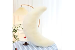 Herfair Kuschelkissen Kinder Mondkissen Weiche Flauschige Mondform Sofakissen Zierkissen Plüsch Kissen für Kinderzimmer Deko (Weiß,45 cm/17.7 in)