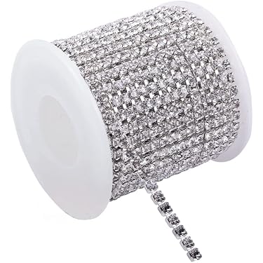 Chaîne Strass 3 Rangs - Rouleau De 6 Yards (5,48 M) - Rose Gold/Blanc - Pour Couture, Décoration Vêtements, Accessoires DIY - 9