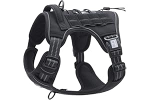 GLÜCKPET Arnés Táctico para Perros Medianos y Grandes, Antitirones, Reflectante, Uso Profesional, M, Negro