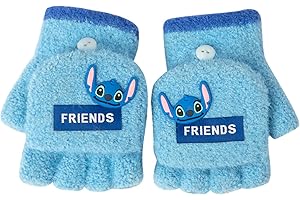 BSNRDX Guantes sin Dedos para niños Guantes De Punto con Solapa Dibujos Animados Otoño Invierno Diseño Abatible Guantes de Punto para Niños Guantes de Invierno Cálidos para niños de 2 a 8 años