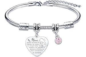 Lumengqi Pulsera para Mamá Pulsera Mamá personalizada día de la Madre Regalo original，pulsera mamá e hija Regalo de cumpleaños para mamá，Regalo para mi mamá de Navidad