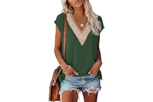 OLIPHEE Camiseta de Mujer Casual V-Neck Camisetas sin Mangas Flores Estampado Túnicas básicas Casuales