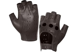 Harssidanzar Femme Demi Doigts Gant, Femme Gants De Conduite En Cuir Sans Doigts Peau De Mouton GL012