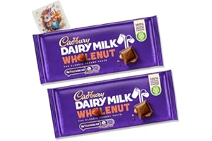 Cadbury Chocolate Dairy Milk WholeNut Chocolat Bar Pack of 2x 120g (240g) | Crunchy Hazelnuts | Delightful Treats | Gift for All Occasions | Suitable for Vegetarians | Includes Jaspem Greeting Card