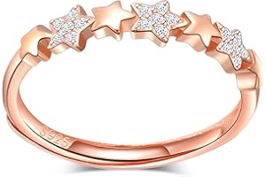 CPSLOVE Damen Mädchen Ringe, 925 Silber ringe, Eingelegter Zirkon, diamant-stern ringe, Schwanzring, Ringe öffnen, Einstellbare Größe, Hochzeitsring, Verlobungsring, Geeigneter Fingerumfang: 49-57mm