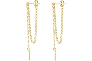 SLUYNZ 925 Sterling Silber Bar Tropfen Ohrringe Kette für Frauen Damen Tröpfchen Einfädler Ohrringe Baumeln