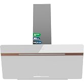Cecotec Bolero Flux DT 907500 Matt White A+++ Decorative Extractor Hood 90 cm Matt and Glossy Glass with Copper Details, Suct