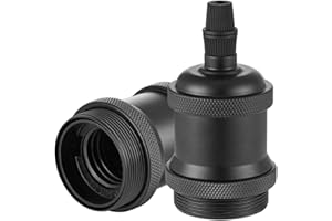 Vecys 2 Pezzi Portalampada E27 Vintage Bronzo Adattatore Edison Retro Portalampada Adattatore per Lampadine Vintage Lampada a Sospensione（Nero）