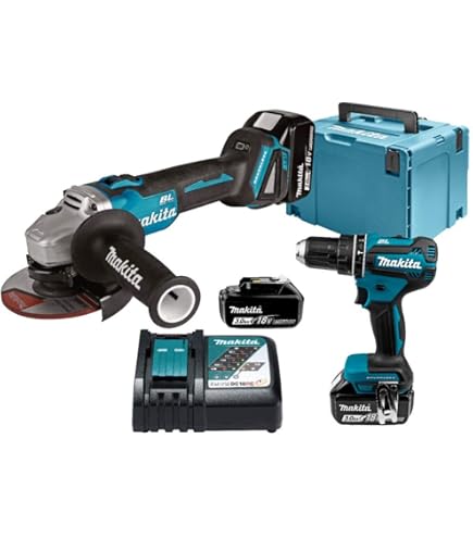 Kit Utensili Makita DLX3179TX1 - Trapano, Martello, Smerigliatrice, 18V, 2 Batterie 5.0Ah - Foto 2