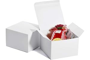 HOUSE DAY Regalo con Coperchio 15x15x10cm Scatola Regalo Fatta a Mano da Damigella d'Onore, Scatola per Torta in Pelle, Adatta per Caramelle, Cioccolato, Piccoli Regali (Bianco -10 Pezzi)