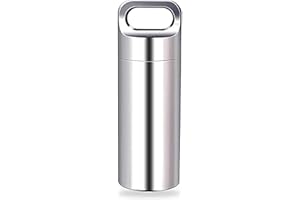SAGASAVE Mini Portapillole, Portachiavi da 6,5 cm, Impermeabile, in Acciaio Inox, Contenitore per Pillole, Piccolo per Viaggi All'aperto, Campeggio, Uscite, Argento, 1 Pezzo