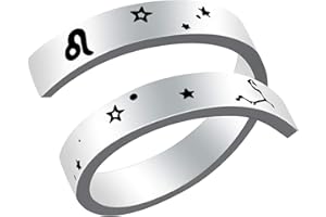 Woffoly Anello dello Zodiaco inciso Regolabile, Chirurgico in Acciaio Inossidabile 316L con segni di Zodiaco Aperto Anello Regolabile, Regalo di Gioielli con Anello dell'oroscopo per Donna Uomo