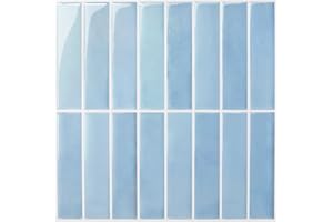 Commomy 10 sztuk płytki samoprzylepne do kuchenne i łazienkowe, 30,5 x 30,5 cm, niebieski, 3D winylowe peel and stick naklejek na ścianę