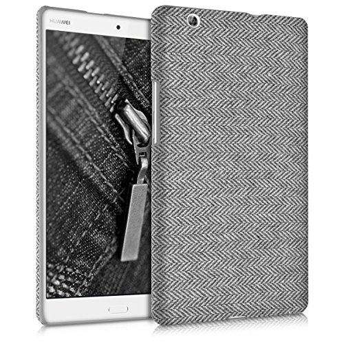 kwmobile Hardcase Stoff Hülle für Huawei MediaPad M3 8.4 - Cover Case in Canvas Design Hellgrau