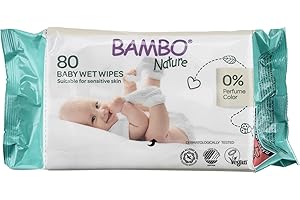 Bambo Nature Wet Wipes, Newborn Essentials, Eco-Labelled Baby Wipes, Gentle & Soft Wipes, Moisturising & Skin-Friendly Wet Wipes For On The Go, Sustainable Baby Essentials For Newborn - 80 Wipes