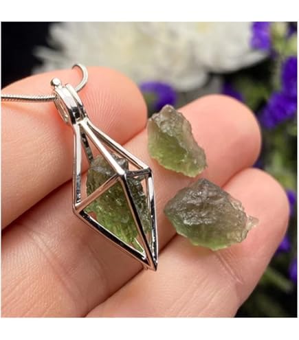 Collier Moldavite En Verre Météorite - Pierre Verte énergétique - Corde Réglable - Homme Femme