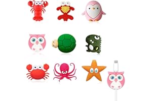 XOXVURI 9 Piezas Protector Cable Cargador Protectores De Cable De Animales Protector De Cable De Mordedura De Animales Prueba De Rotura De Cable De Carga Para La Mayoría De Las Líneas De Datos