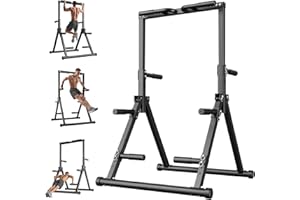 PULSE360 Foldable Free Standing Pull Up Station for Home Gym 480 LBS 7 Level Adjustable Height 195-231cm Pull up Bar Outdoor Power Tower Triangular Structure for Broad & Narrow Shoulders, Back, Arm Training..