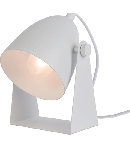 Tafellamp Geneva, bedlamp van hout/stof in de kleuren naturel/zwart/goud, tafellamp 1-lamp in Scandinavisch design, E27, lengte 30 cm, lamp met aan/uit schakelaar op het snoer, zonder gloeilamp