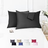 Vionel Home%100 Pamuk &Ccedil;izgili Saten Yastık Kılıfı | 50 x 70 cm 2'li | Paket (Siyah)