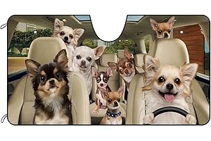 BAGEYOU Dog Car Front Windshield Sunshade Cute Chihuahua Puppies Decor Vehicle Sun Shade Visor UV Ray Reflector Sun Protector, Keep Vehicle Cool, 55" x 30"