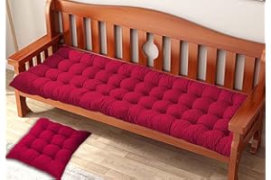 Waigg Kii Coussin de banc rectangulaire en coton 8 cm d'épaisseur - 2 ou 3 places - Pour banc de jardin ou chaise longue - Pour intérieur ou extérieur (120 x 50 cm, rouge)