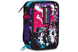 Mitama Astuccio Scuola 3 Scomparti, SUPER TRIPLO COLOR SPLASH GIRL, Contenuto 50 pz, Completo di Matite, Pennarelli, Portapenne Scuola Elementare Bambina
